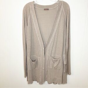 WRAP London Beige Open Front Long Cardigan Hemp Cotton Pockets